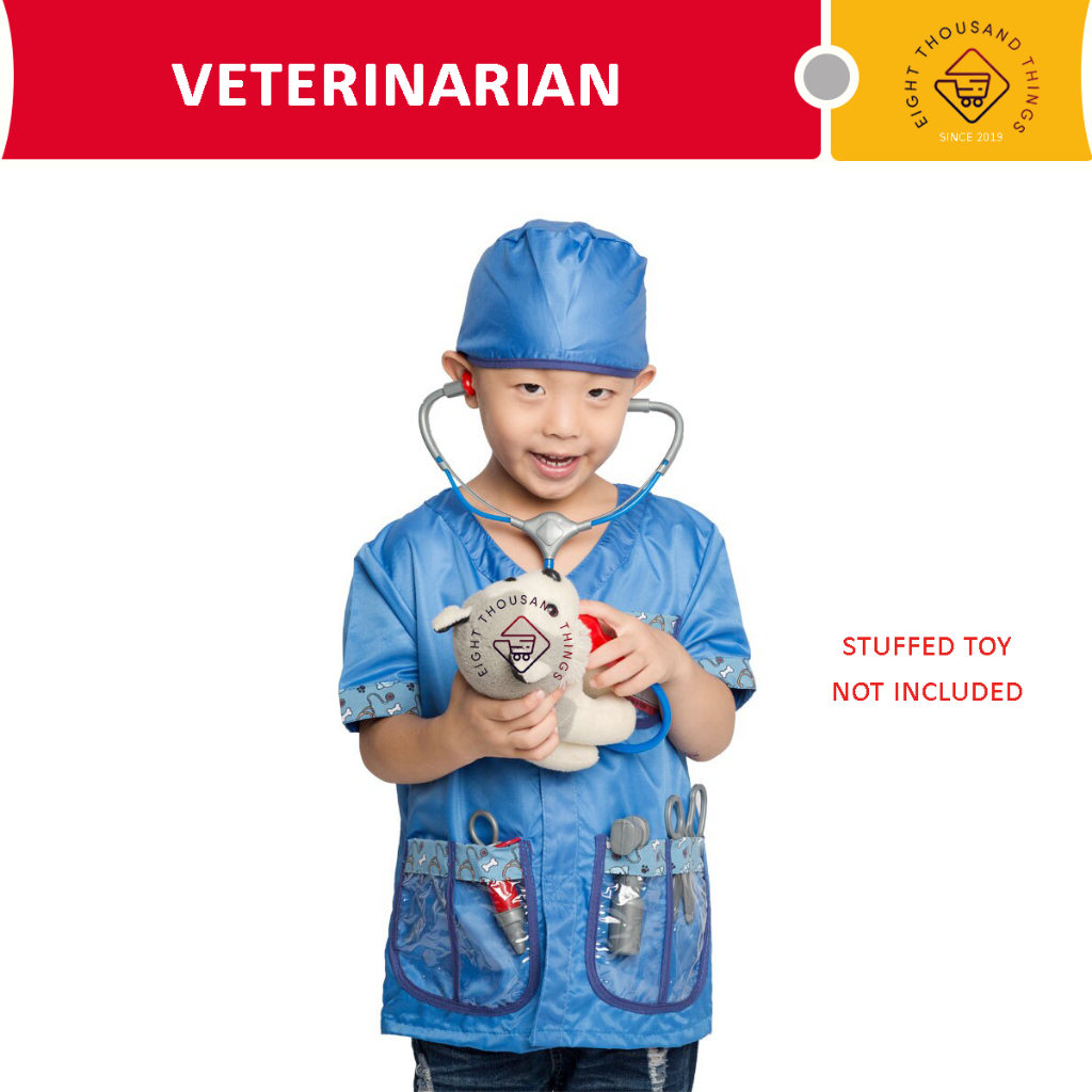 Veterinarian Kids Professional Costume Career Outfit Role Play Dress up Set, One Size Shopee