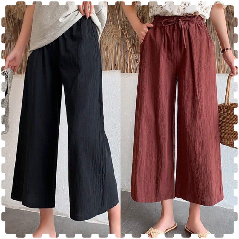 Boho linen square pants freesize fit small to large w/one side pocket ...