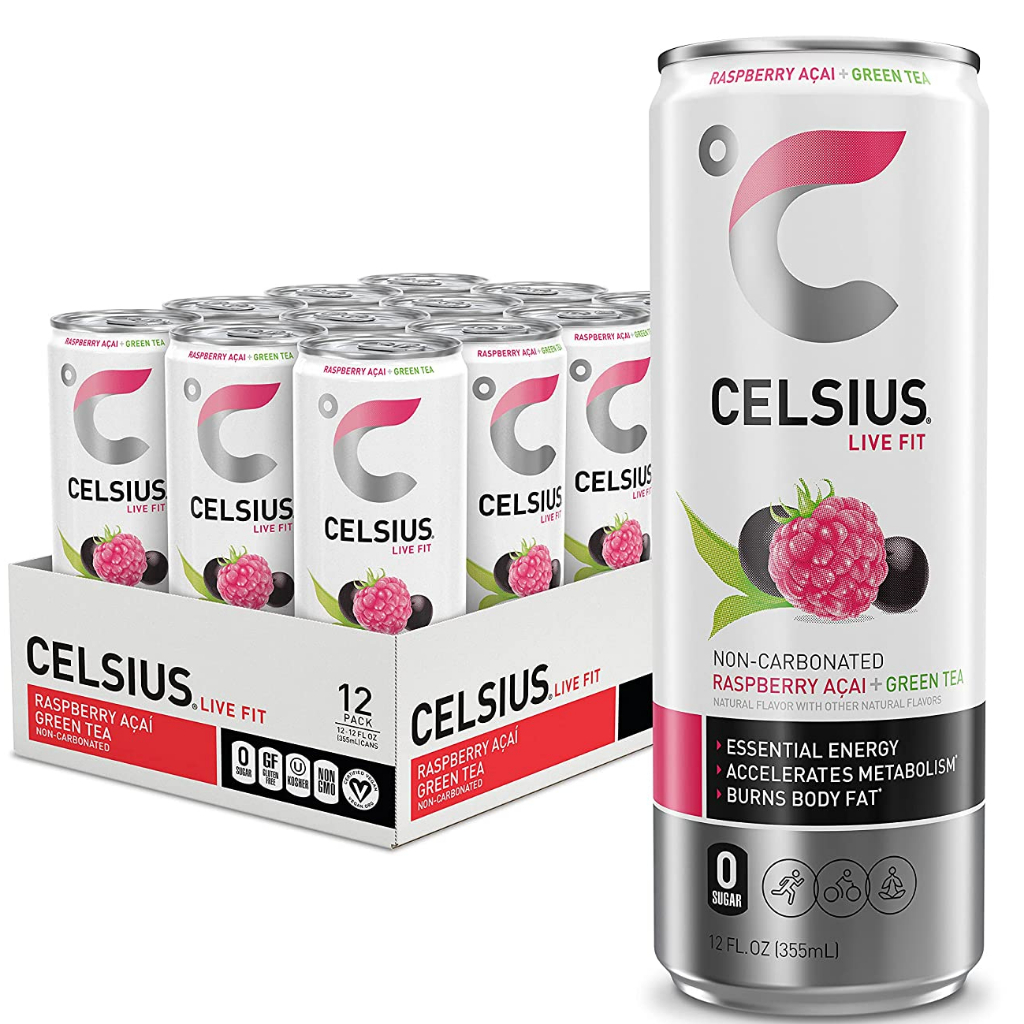 CELSIUS Live Fit Raspberry Acai Green Tea Flavor Drink (12 x 355mL