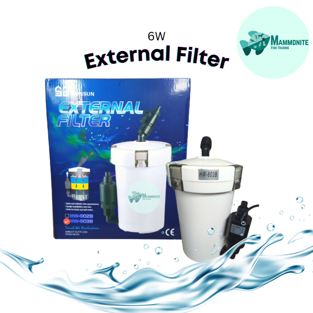 Sunsun External Filter HW-603B Canister With Pump 6 Watts 400L/H For ...