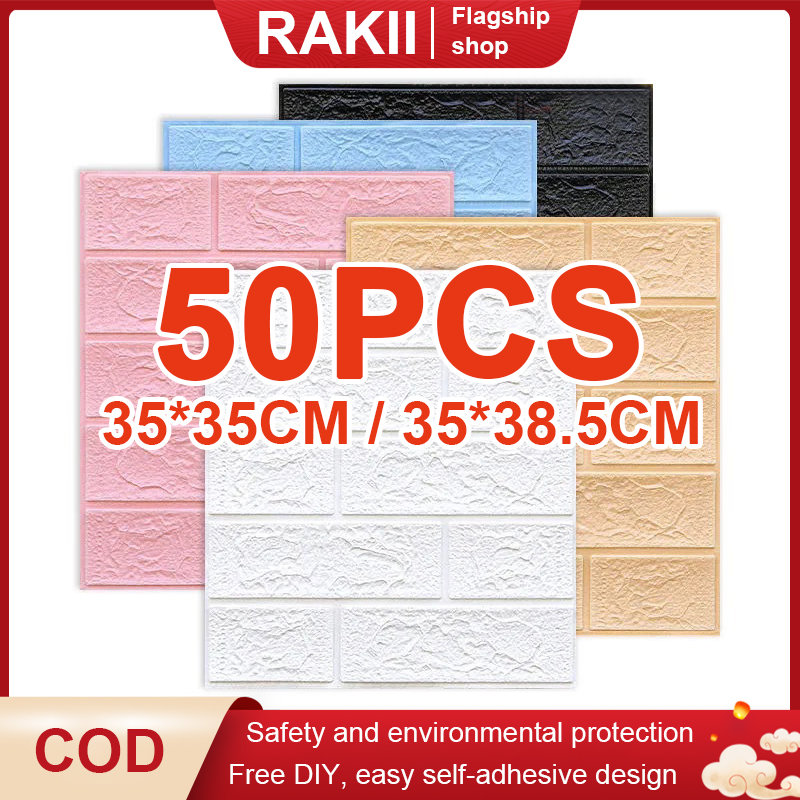 Wallpaper 50pcs 35X38.5cm Wall Stickers PE Foam 3D WallPaper Brick