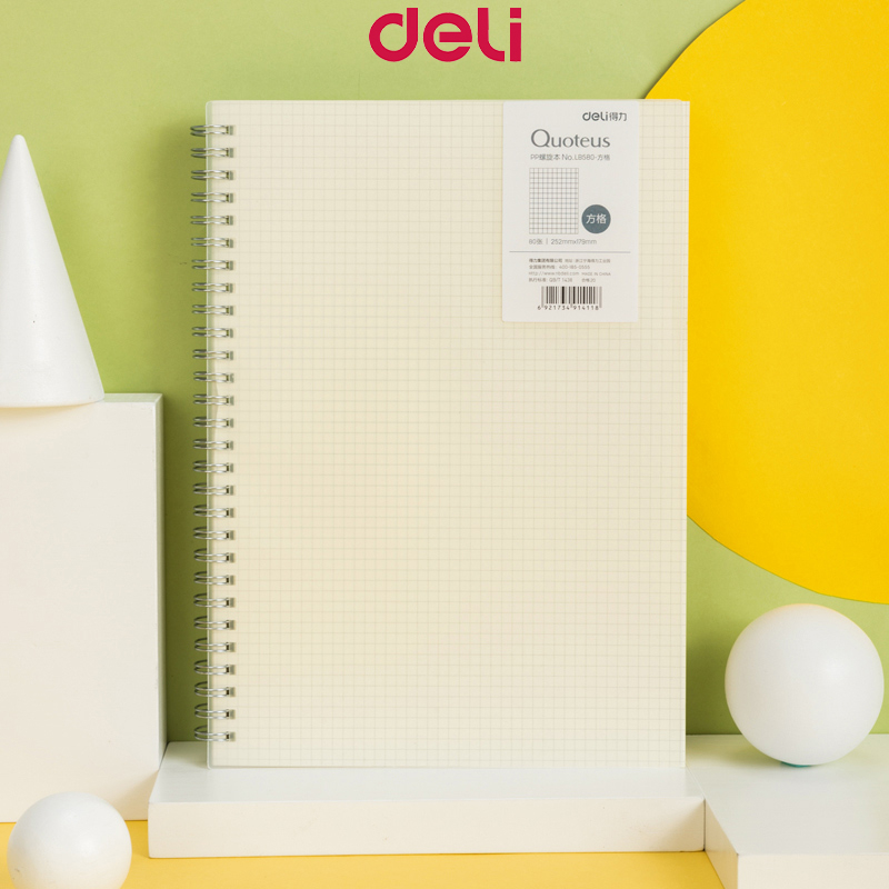 Deli B5 Spiral Notebook 80 Sheets Square Grid Inner Note Book School ...