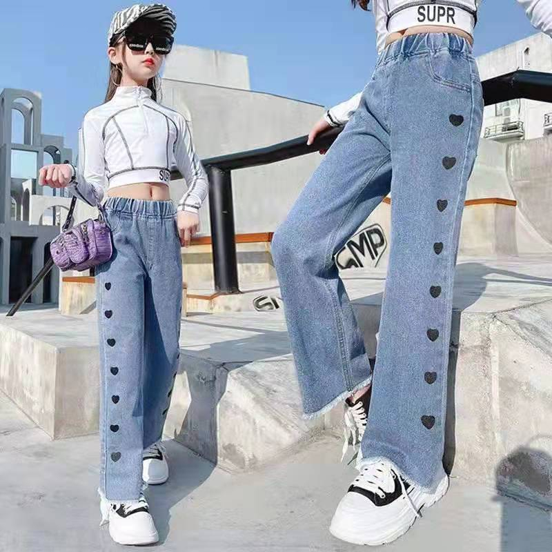 Pants for Girls 5 11 Years Old Aesthetic Jeans for Kids Girls Wide Baggy Pants Trousers Loose Casual Shopee Philippines