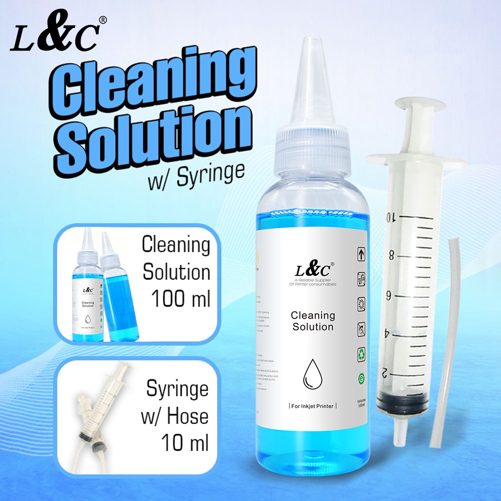 L&C Cleaning Solution For Inkjet Printer & Syringe With Hose Bundle ...