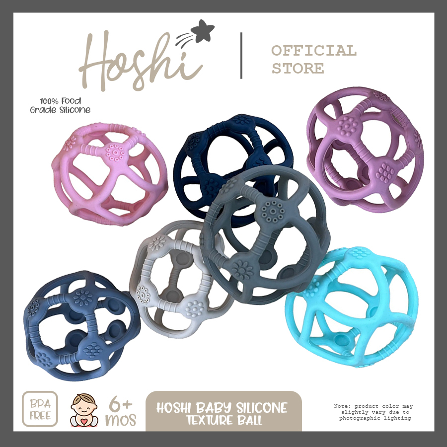 Hoshi Baby Springy Silicone Texture Balls Teething Teether Toy 100% ...