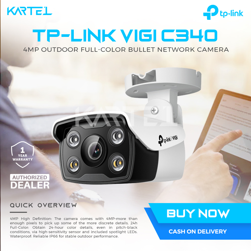 TP-LINK VIGI C340 VIGI 4MP Outdoor Full-Color Wi-Fi Bullet Network ...