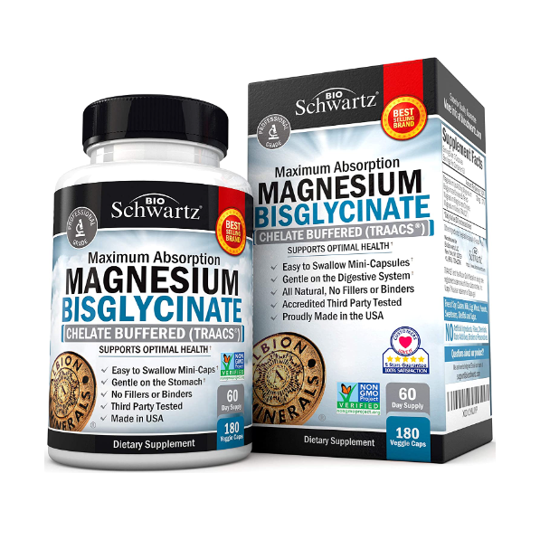100 Chelate Magnesium Bisglycinate Supplement Capsules Fully Reacted