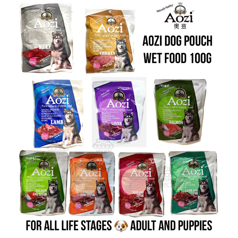 Aozi Dog Pouch Adult & Puppy Wet Food 100g All life stages Shopee