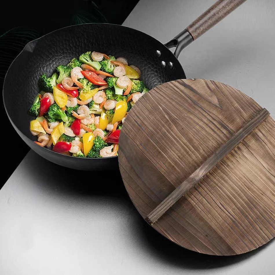 Bruntmor Wooden Lid for 14 Cast Iron Wok