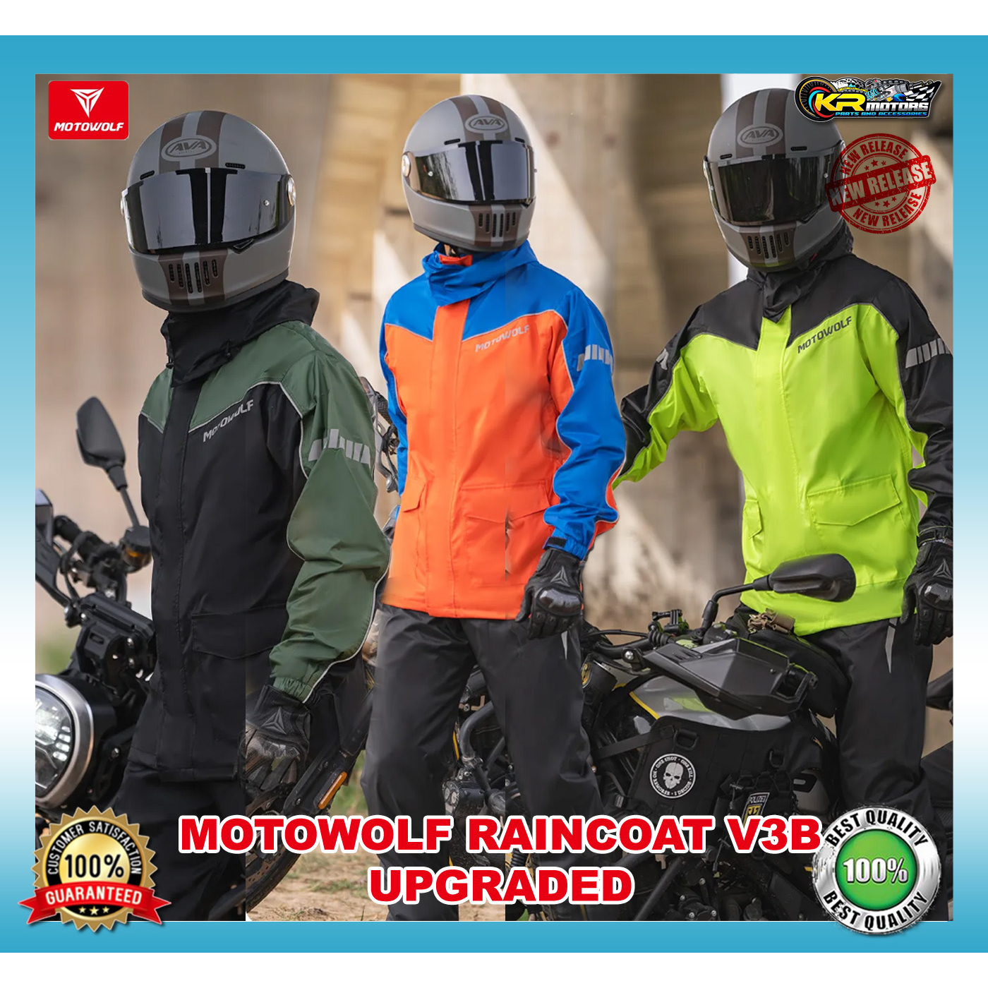 Motowolf Raincoat V3B / Rain Coat V4 - Improved Rainwear, Rainstorm ...