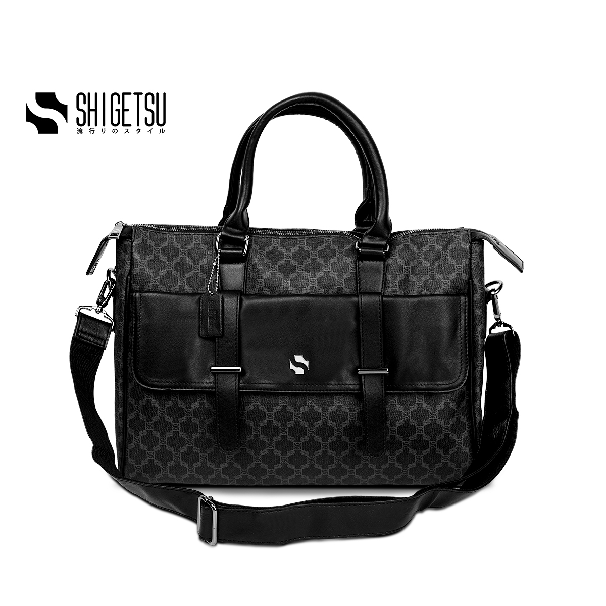 Shigetsu Signature Fujisawa Monogram Leather Sling Crossbody Bag For