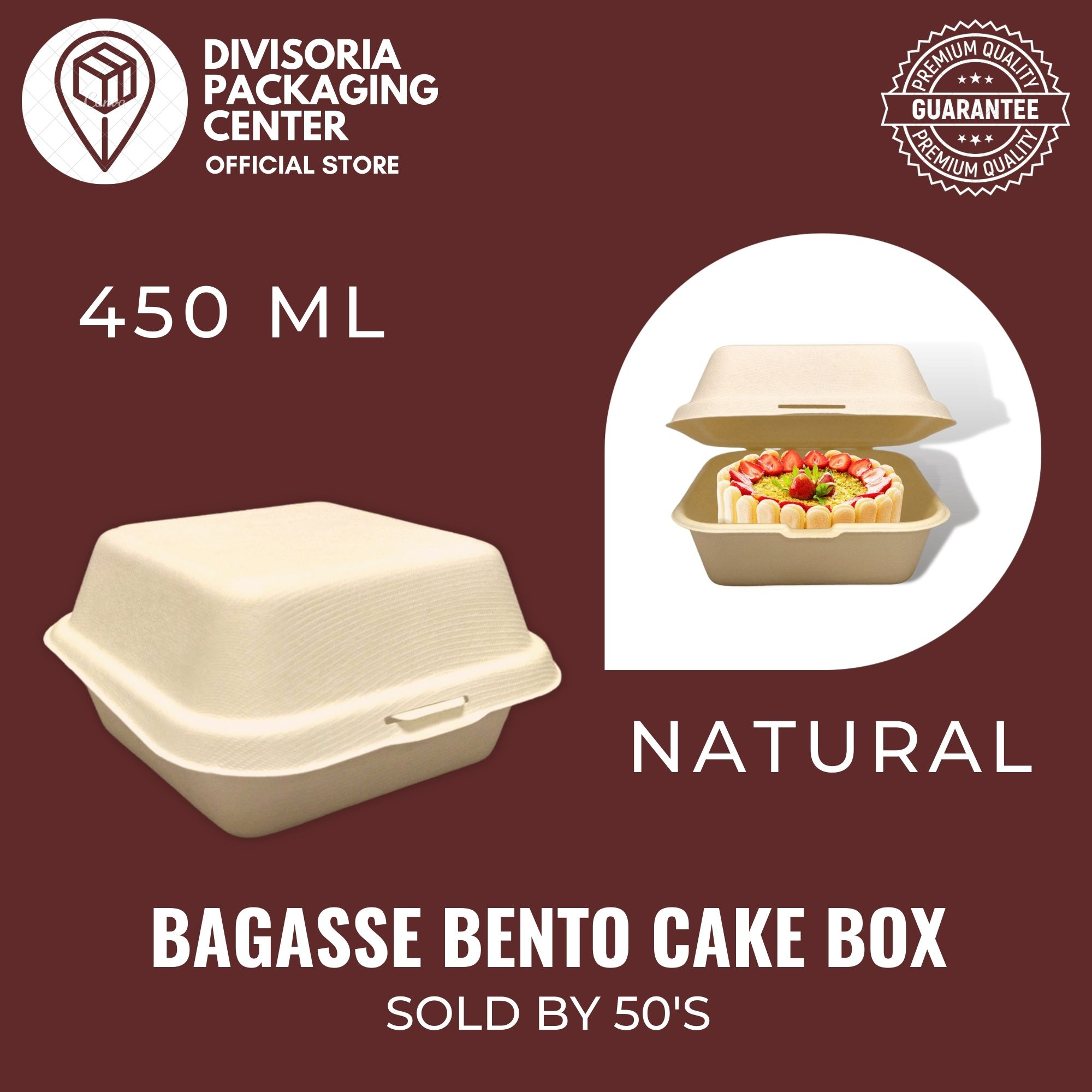(50pcs) 450ml Bagasse Sugarcane Bento Cake Burger Clamshell Takeout box ...