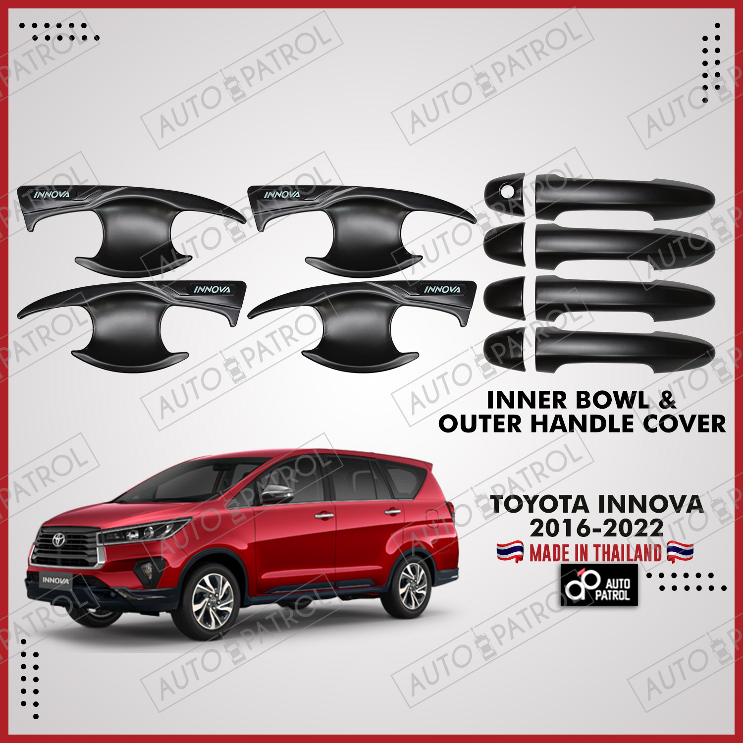 Toyota Innova 2016-2022 Outer Cover / Inner Cover Garnish Matte Black ...