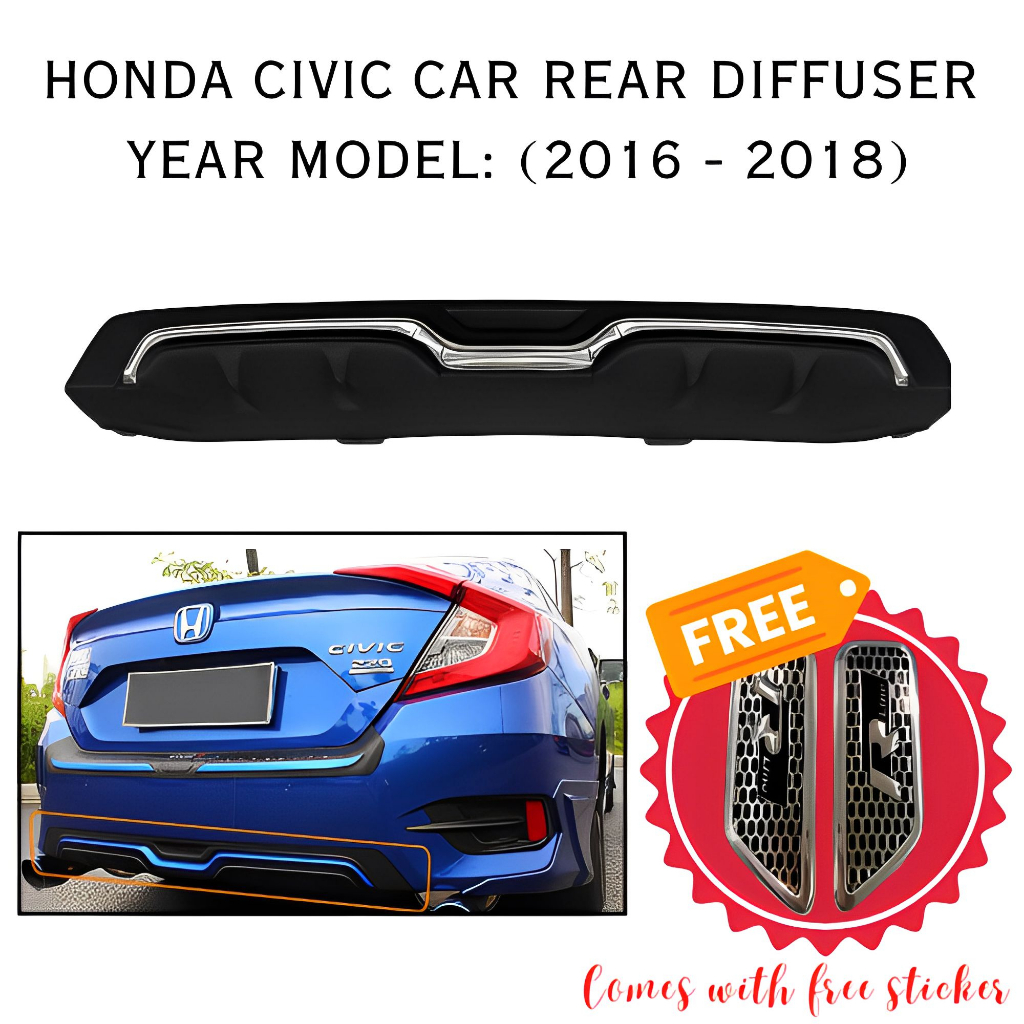 LD (7166) HONDA CIVIC Car Rear Bumper Diffusers Lip Spoiler Body Kits
