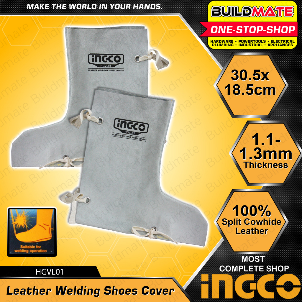 BUILDMATE Ingco Welding Leather Cover Cowhide Leather Shoe Cover Safety ...