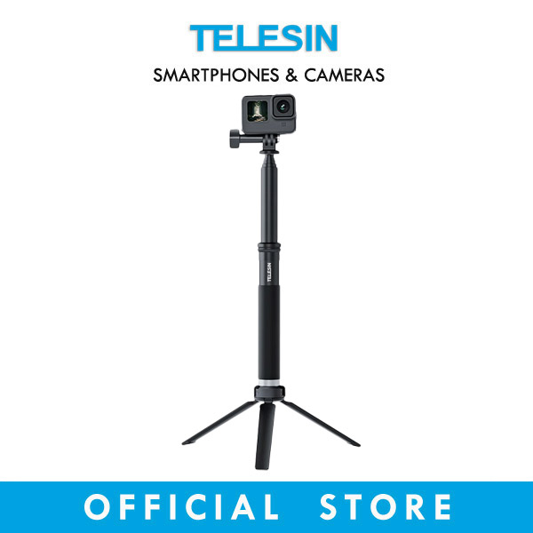 TELESIN Newest Handheld Alloy Selfie Stick Tripod w/ Clip for Cameras ...