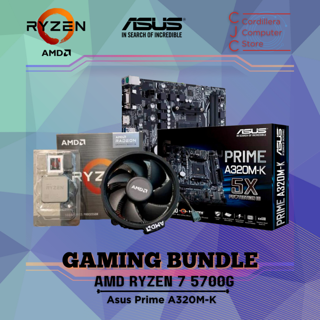 AMD RYZEN 7 5700G Processor + Asus Prime A320M Motherboard GAMING