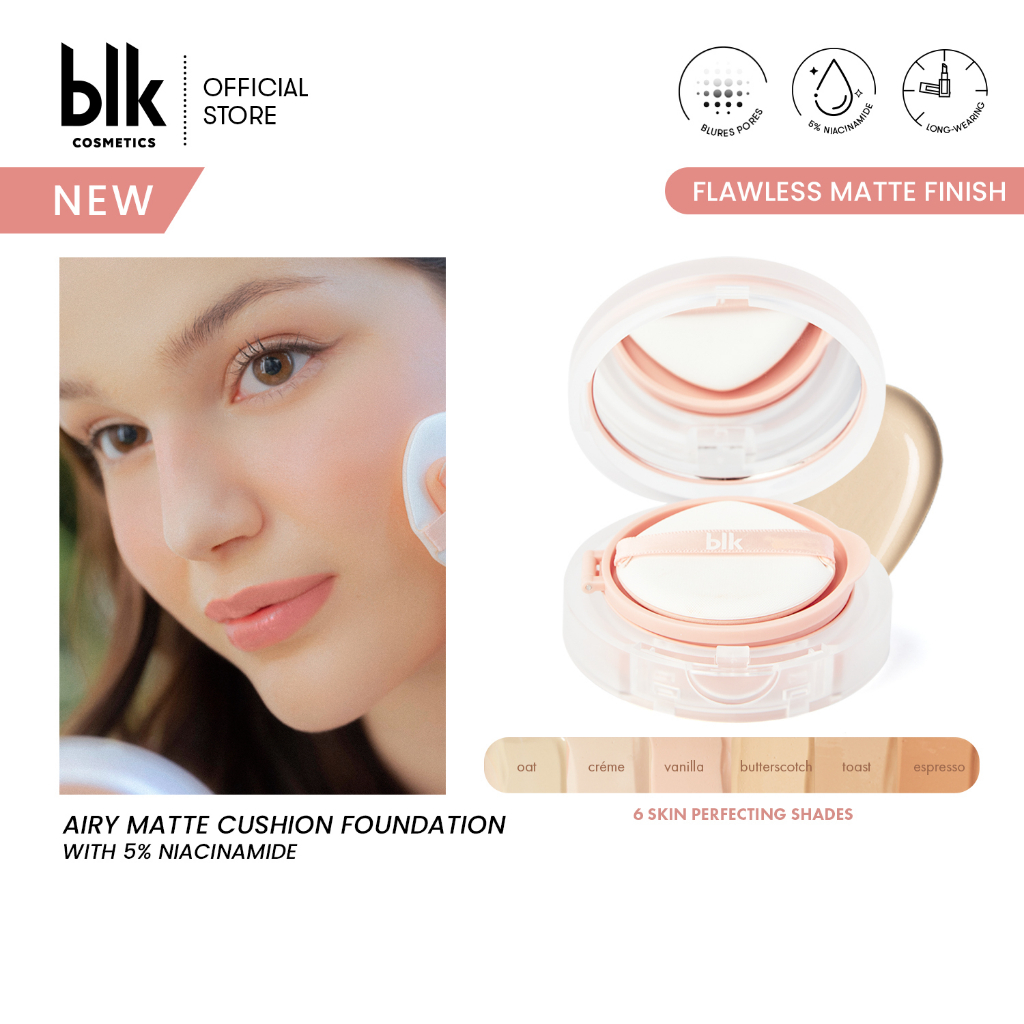 blk cosmetics airy matte cushion foundation SPF15 5% niacinamide ...