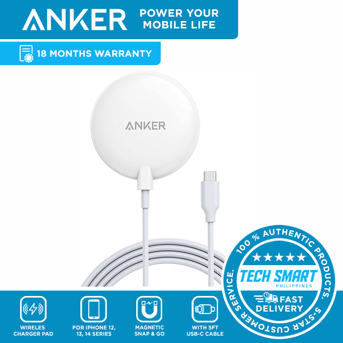 Anker 313 Magnetic Wireless Charger (Pad), with 5 ft Built-In USB-C ...