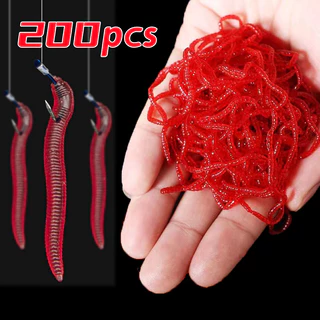 80 Pcs Soft Lure Red Worms Earthworm Fishing Baits Worms Trout
