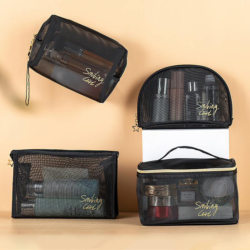 Mesh Makeup Bag Mesh Zipper Travel Cosmetic Bag Transparent Storage Bag ...
