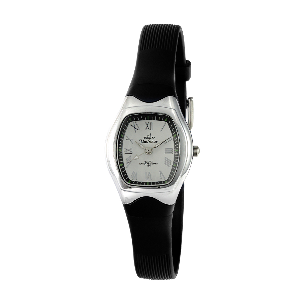 UniSilver TIME Women's Analog Black/White Rubber KW646-2112 Watch ...