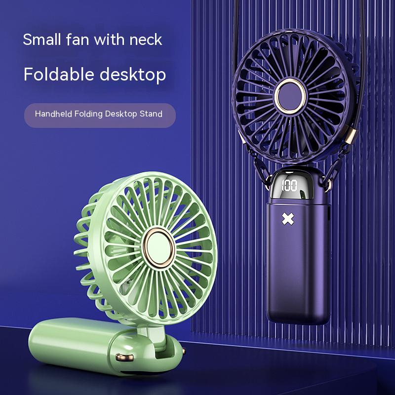 Rechargeable Mini Fan Portable Neck Fan LED Display 5 Speed Handheld