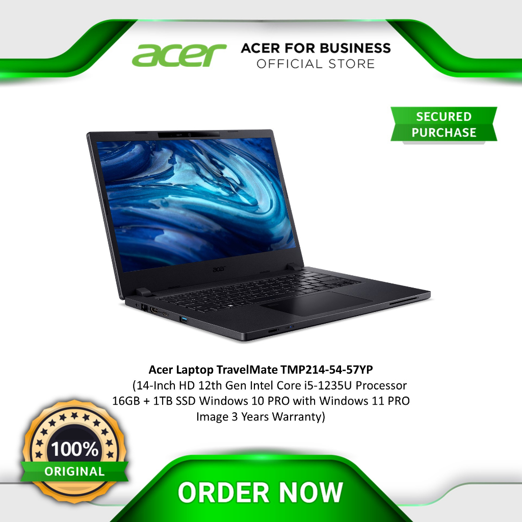 Acer Laptop TravelMate TMP214-54-57YP 12th Gen Intel Core i5-1235U