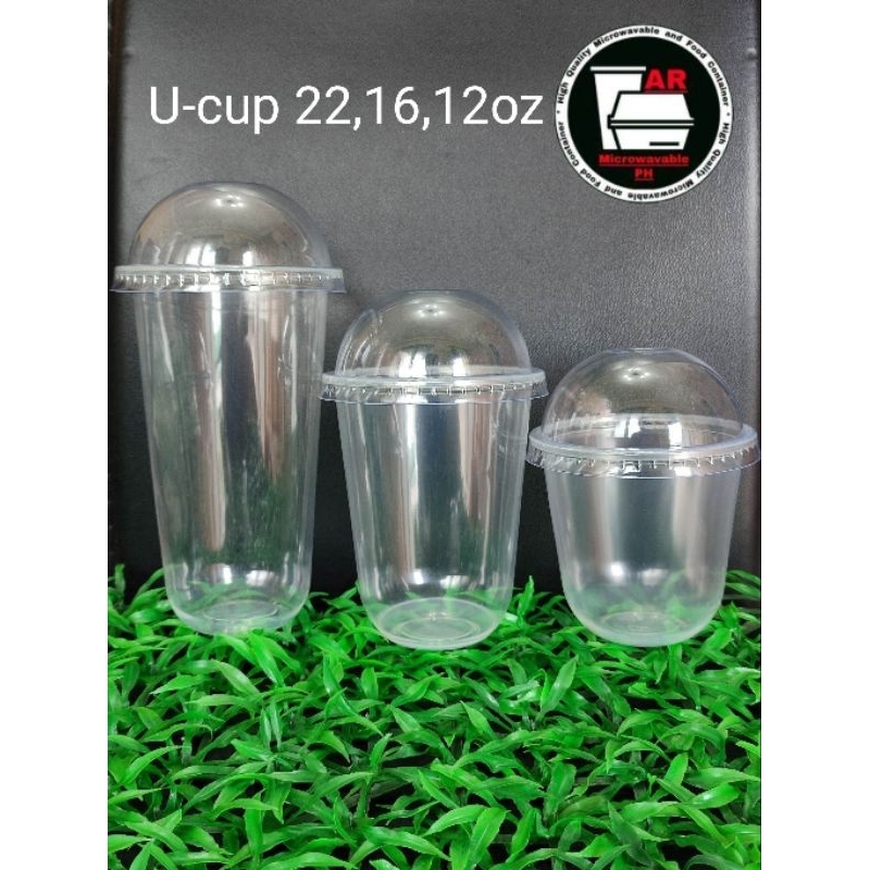 Plastic PP U Cup with Lid SET! ( 12oz, 16oz, 22oz ) 95mm for Milktea ...