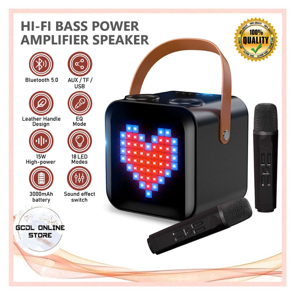 SP100 Karaoke Speaker Portable Outdoor Singing Speaker W/ 2 Wireless