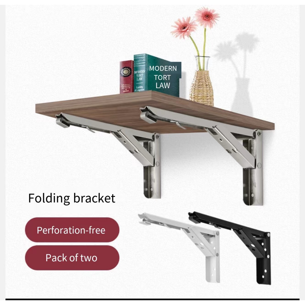 (2PCS) Folding Angle Bracket Adjustable Wall Mounted Folding Table
