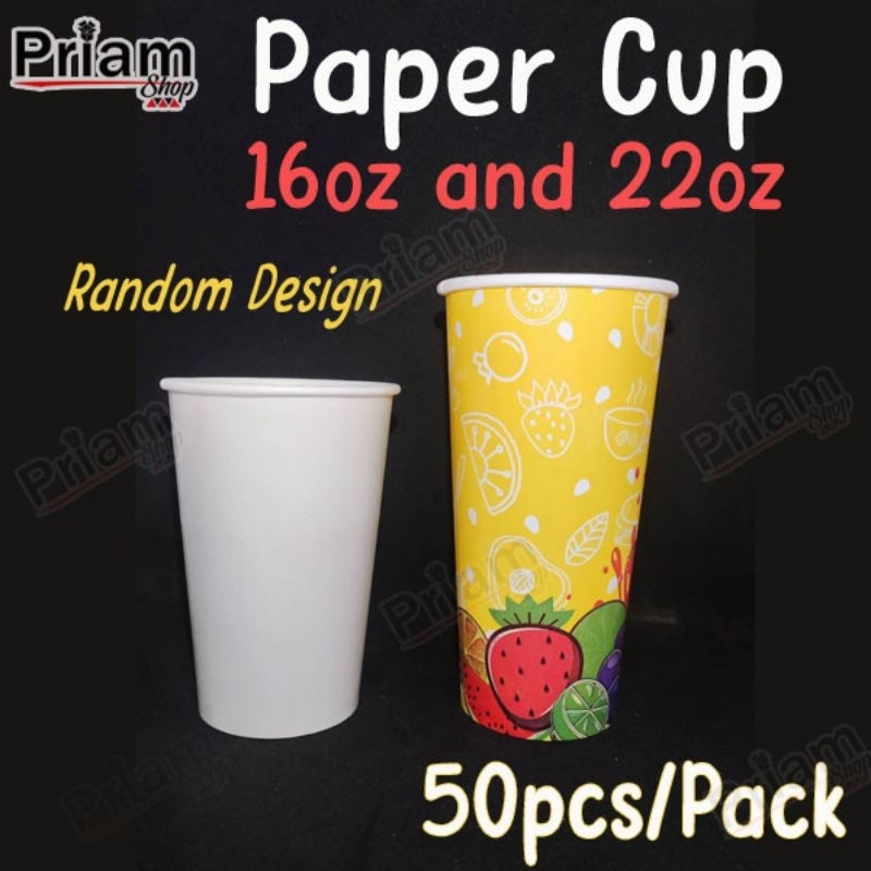 Paper Cup 16oz, 22oz (50pcs/Pack) | Shopee Philippines