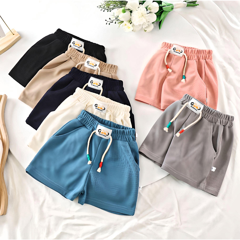 Pants for Kids Boy Pure Cotton Stretchable Plain Colored Kids Short 15