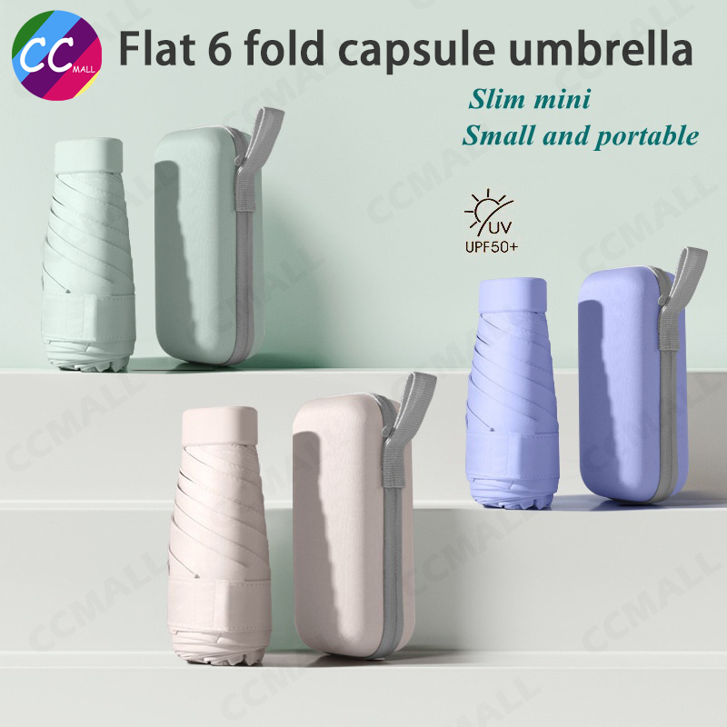 Umbrella Folding Flat Mini Umbrella With Capsule Box Uv Protection Cute