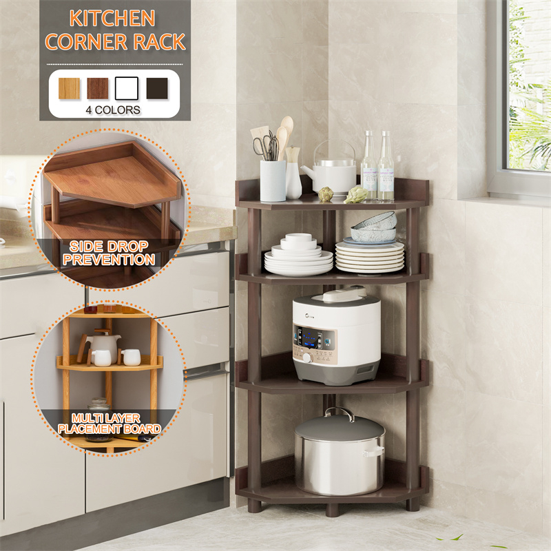 2/3/4/5 Layers Kitchen Storage Corner Rack Kitchen Solid Wood Storage