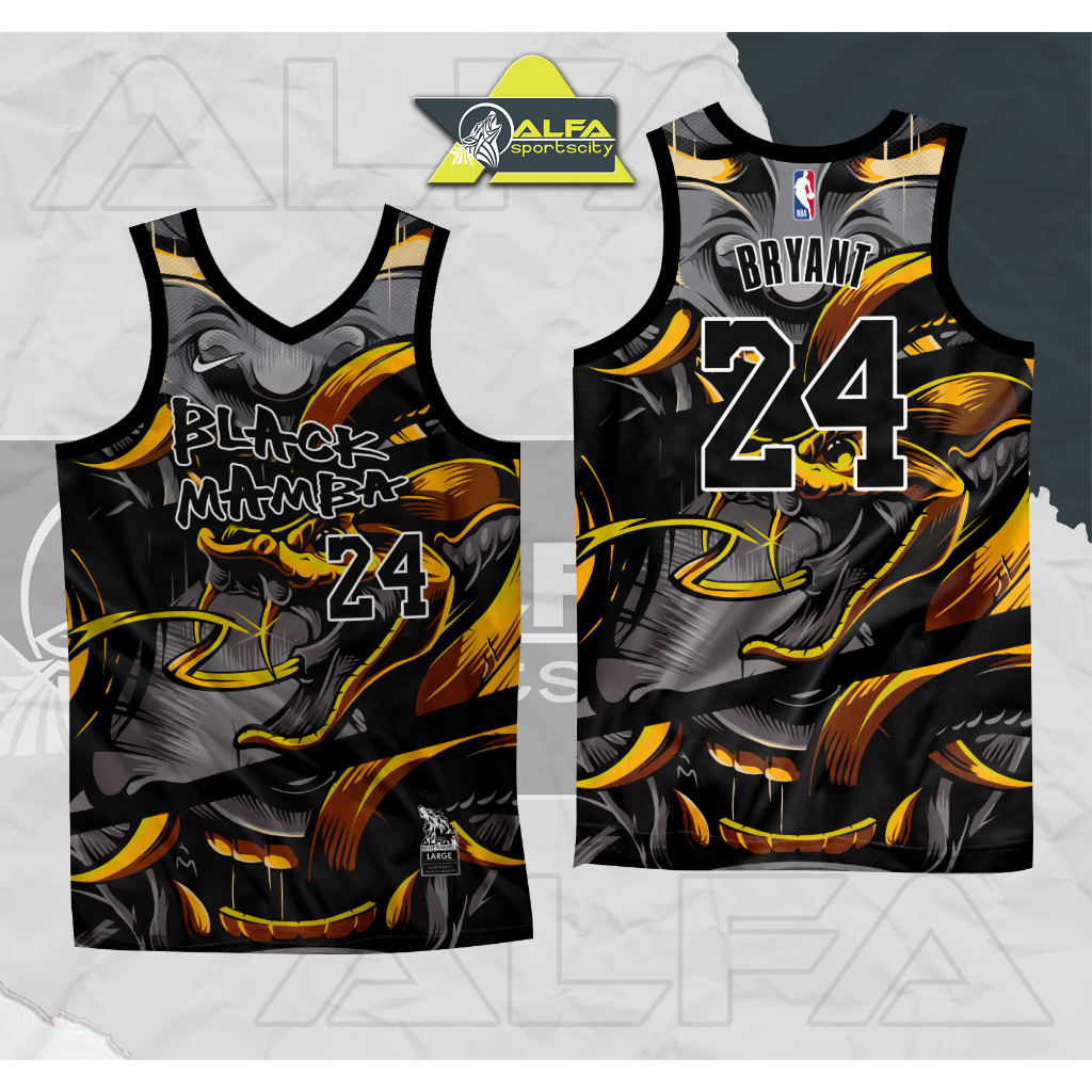 Design Bryant #24 Mamba Basketball Jersey Snake Skin Black Dunk Character