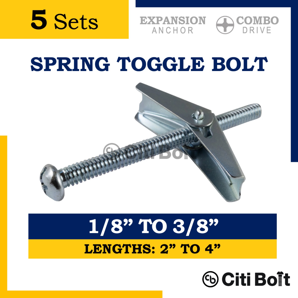 5set Spring Toggle Bolt / Butterfly Anchor for Hollow Wall ( 1/8 5/32 3