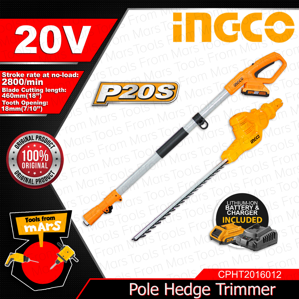 INGCO 20V LithiumIon Cordless Pole Hedge Trimmer Electric Hedge