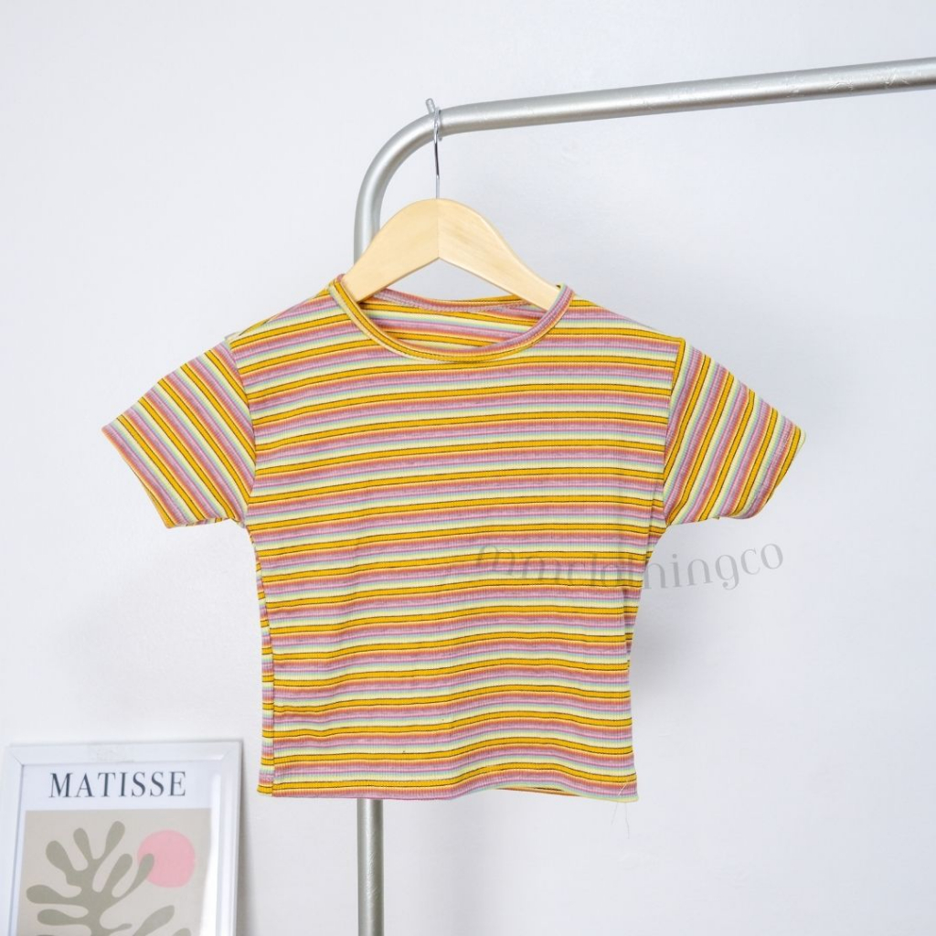 Jelay - Roundneck Stripes Croptop | MM Clothing | Shopee Philippines