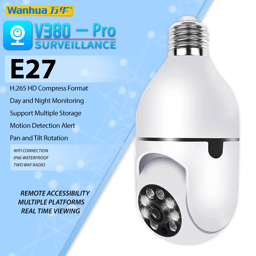 V380 Pro WIFI CCTV IP Bulb Camera Two Ways Audio IR Night Vision ...
