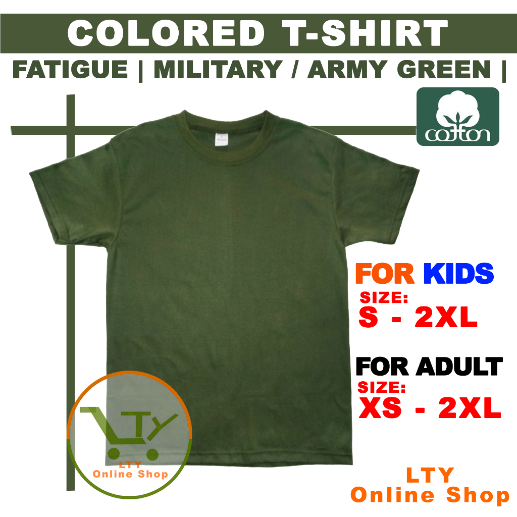 FATIGUE MILITARY ARMY GREEN T SHIRT COTTON ROUND NECK KIDS ADULT TSHIRT SHIRT KEENTEX BOY GIRL