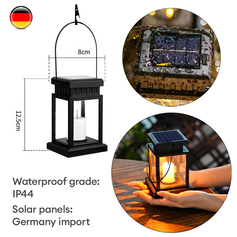 Solar LED Light Candle Waterproof Hanging Lantern Outdoor Garden Lawn