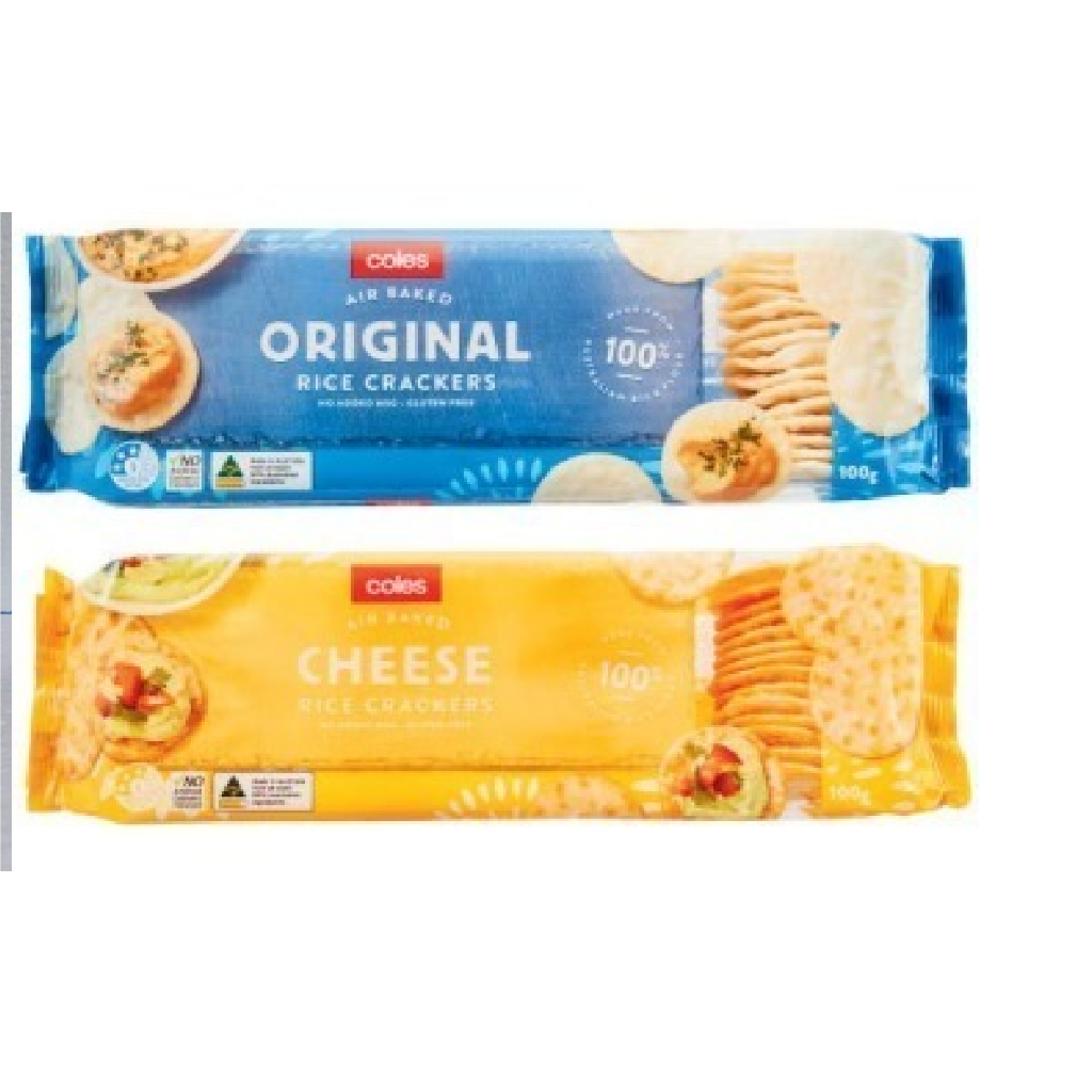 Coles Gluten Free Original Rice Crackers / Cheese Rice Cracker /Seaweed