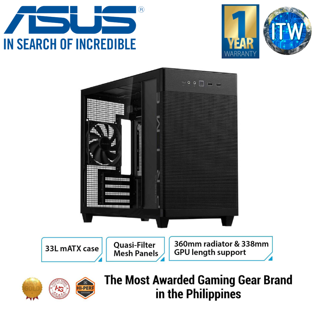 ITW | ASUS Prime AP201 Micro-ATX Tempered Glass PC Case (Black and ...