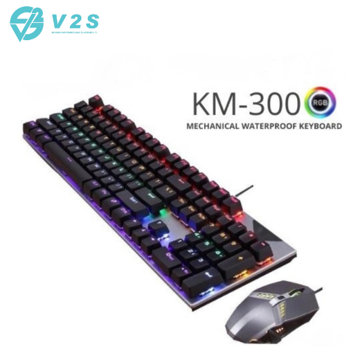 V2S KM300 Mechanical LED Rainbow RGB Backlight Office Wired Gaming