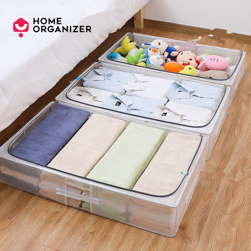 30L/60L/90L Large Capacity Folding frame storage box Home Transparent