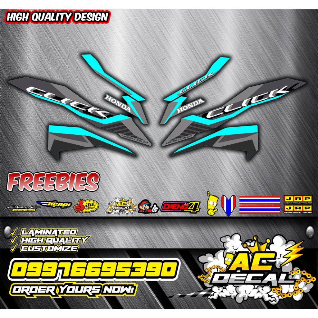 Honda Click 125i v3 Decal Stock Design (Cyan) | Shopee Philippines