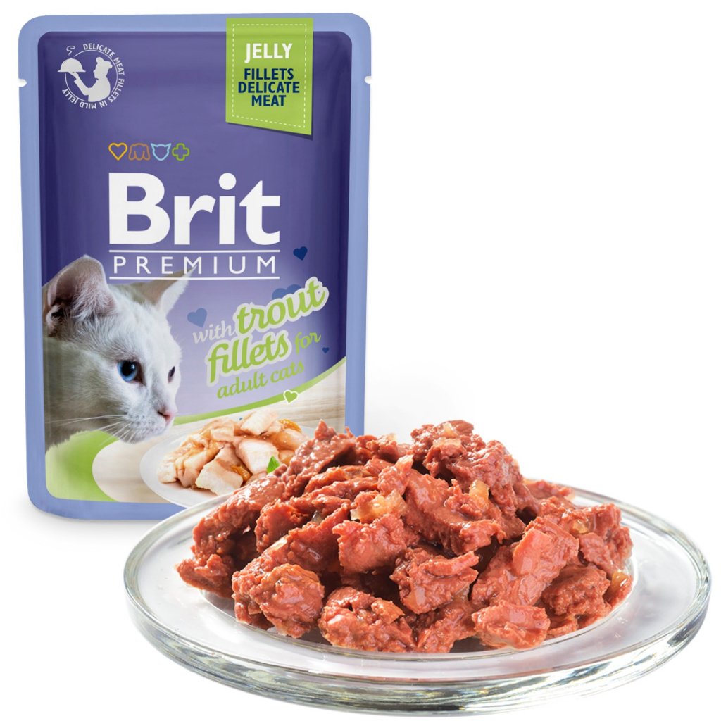 Brit Premium Wet Cat Food Adult/Kitten in 85g, 100g Pouch Jelly/Gravy ...