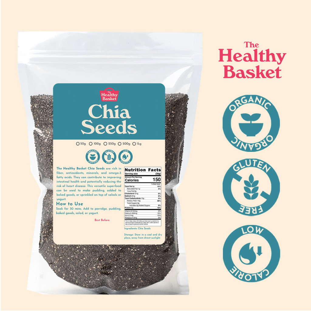 Healthy Basket Organic Keto/Low Carb Chia Seeds (1kg & 2kg) Shopee