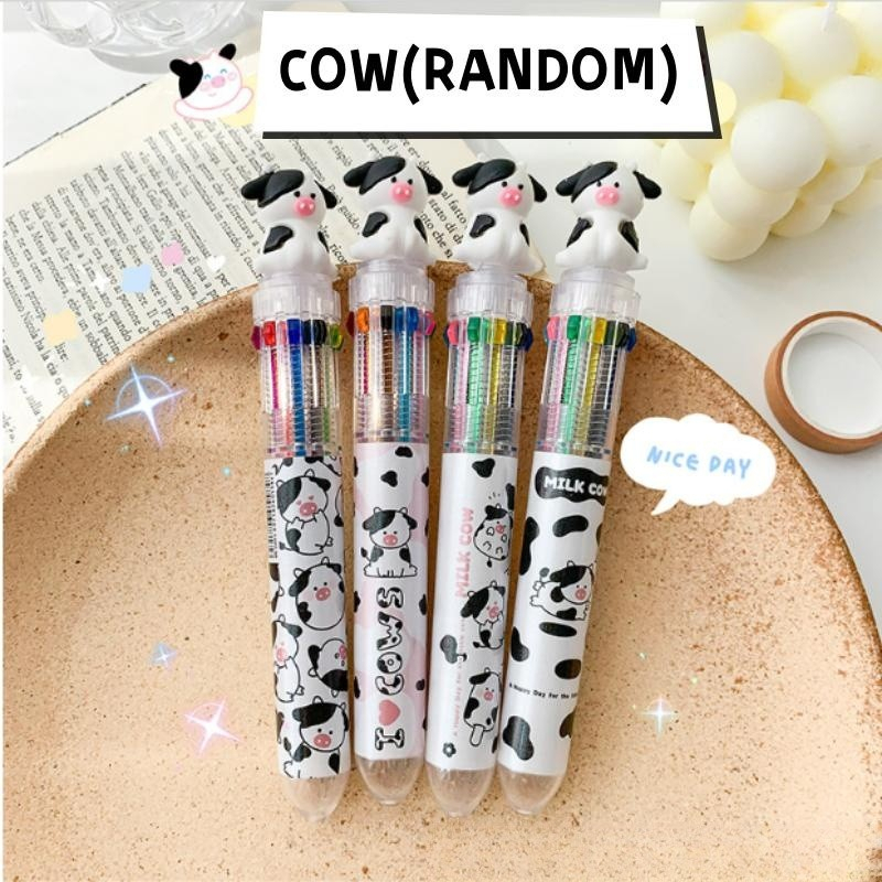 10 In1 Multicolor Cute Ballpen 10Colors Retractable Ballpoint Pens ...